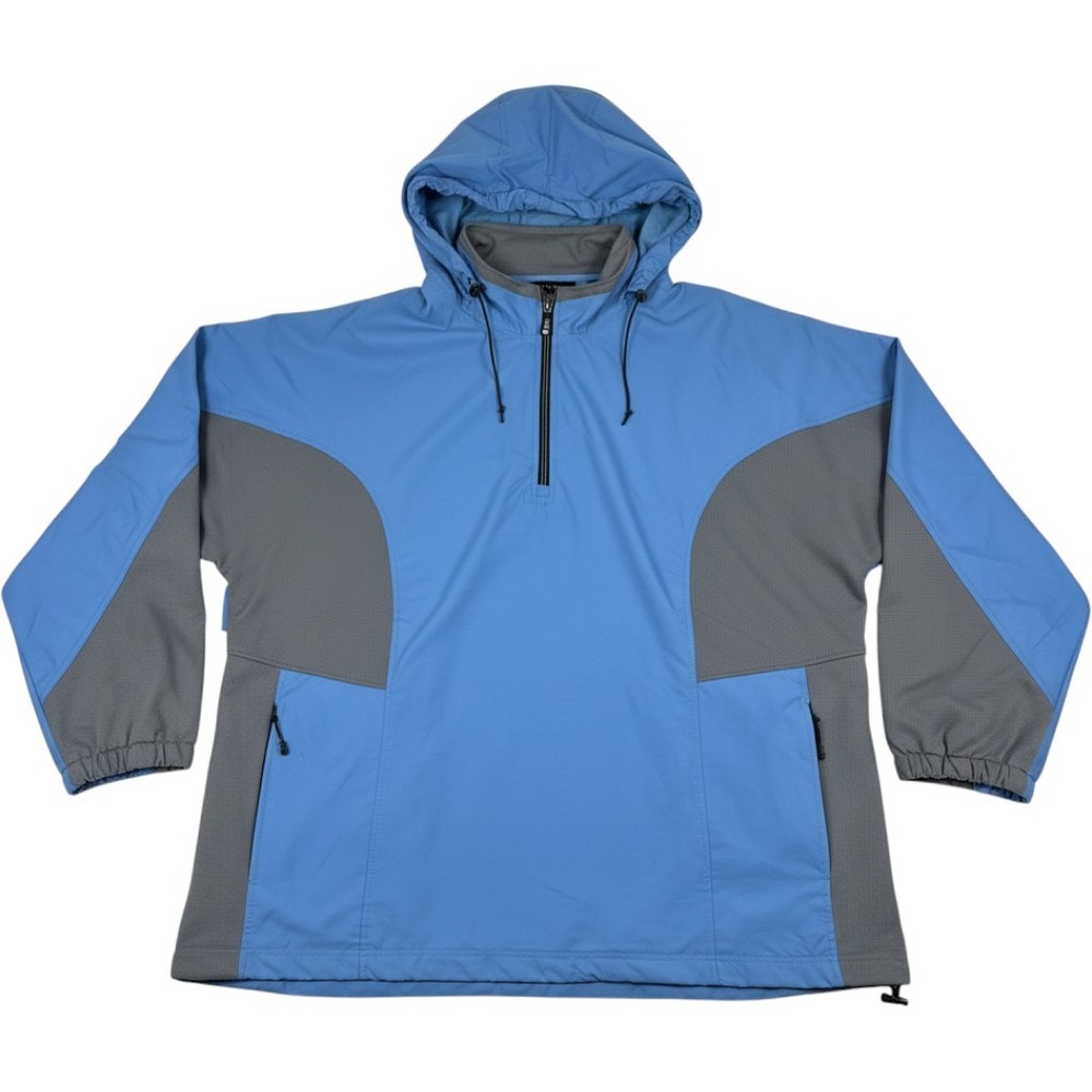 Gear For Sports Mens 2X Blue Grey Quarter Zip Hooded Windbreaker Jacket Pullover
